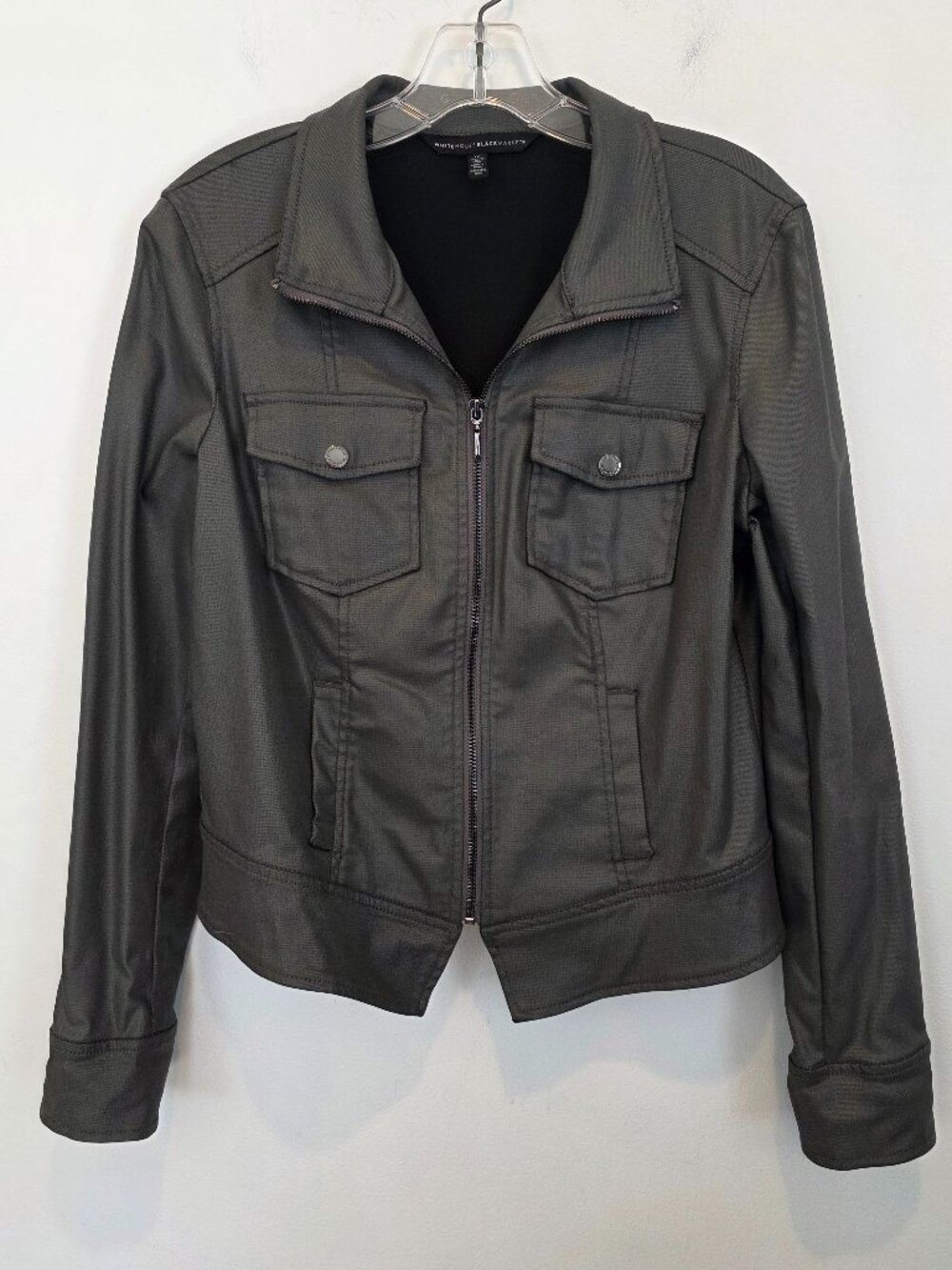 WHBM Gray Coated Jacket, Size 10, Like New